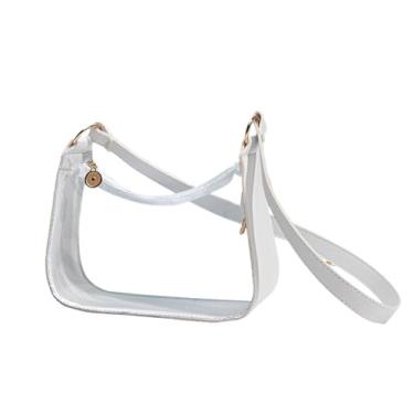 Imagem de Bolsas transparentes para mulheres | Bolsa feminina macia transparente, bolsa transparente com alça de ombro ajustável para festivais, Branco, Refer to description