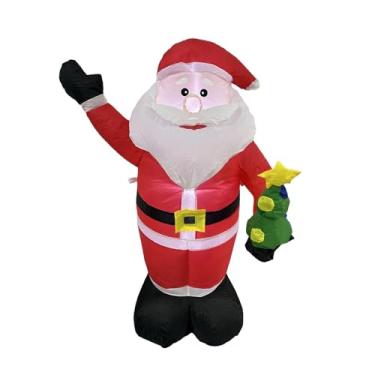 Imagem de UGPLM Papai Noel inflável de Natal para decoração externa, com 1,2 m de altura, enfeite divertido, figura inflável com luzes de LED para jardim e gramado.