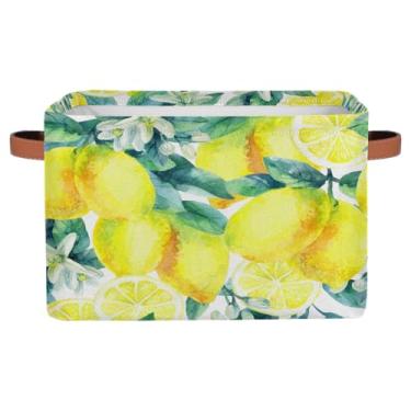 Imagem de Cestas de armazenamento pequenas, limão, tropical, com alças, caixas de armazenamento de brinquedos infantis, organizador de cubo de tecido dobrável para berçário, sala de estar, quarto, prateleiras