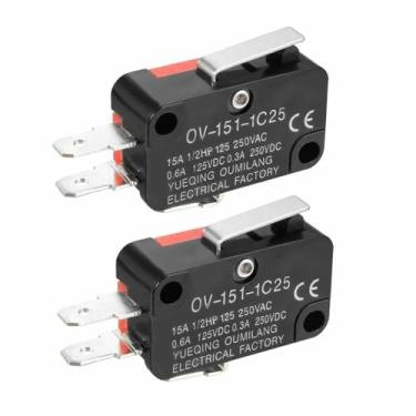 Imagem de 10 peças V-151-1C25 SPDT 1 NO 1 NC Interruptor de limite de braço de alavanca de dobradiça reta curta