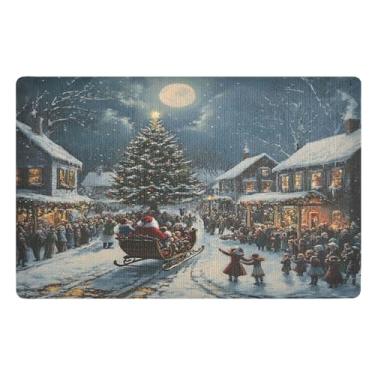 Imagem de SEHANY Tapete de porta de inverno Papai Noel Natal para todos os climas, impermeável, secagem rápida, bem-vindo, tapete de entrada antiderrapante, tapete decorativo de poliéster para entrada, varanda