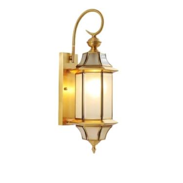 Imagem de Luminária de parede externa, toda em cobre à prova d'água, estilo americano, para entrada, corredor de pátio de casa, jardim (Tipo D fosco)
