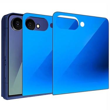 Imagem de BWEDXEZ Pacote com 2 películas protetoras de tela antiespião de vidro temperado para Samsung Galaxy Z Flip 7 Película protetora de tela galvanizada azul gradiente