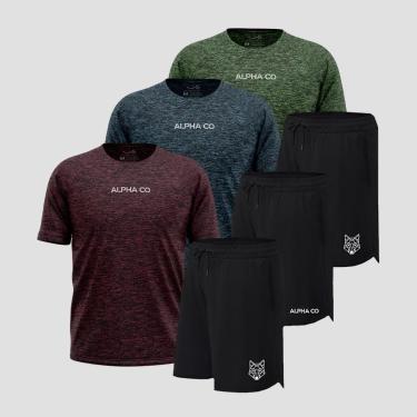 Imagem de Kit 6 Peças Dry 3 Camisetas e 3 Bermudas Alpha Co-Masculino