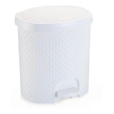 Imagem de Lixeira Com Pedal Rattan 6 Litros P Cozinha Banheiro BRANCA - NITRON
