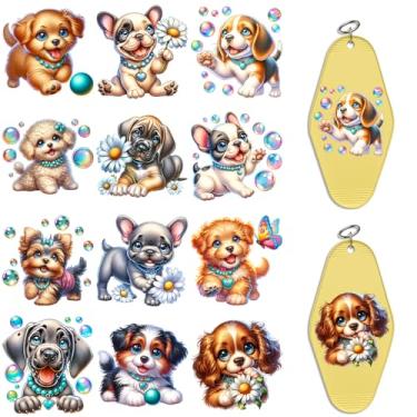 Imagem de Dorsbaby 24 peças de papel de transferência UV DTF fofo para chaveiro de acrílico, decoração de chaveiro de motel e hotel, papel de transferência de alta viscosidade