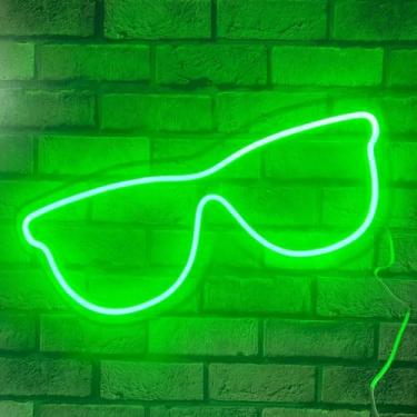 Imagem de Painel Neon Led Iluminação Decoração Óculos Loja 55cm (Verde)
