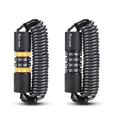 Imagem de POCREATION Trava de Bicicleta, Cabo de Aço de Liga de Zinco 4mm Com Senha Abs de 4 Dígitos, Contração Elástica 1.50m para Carrinho de bebê de Motocicleta de Bicicleta (preto e laranja)