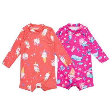Imagem de Kit 2 Macaquinhos Praia Com Proteção Uv Infantil Verão - Fofotinhos, S