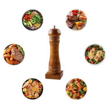 Imagem de CXY Conjunto de moedor de sal e pimenta, 20 cm, recarregável, saleiro e pimenteiro, grossura ajustável, gourmet, núcleo cerâmico, moedor de pimenta, madeira de acácia, presente de cozinha
