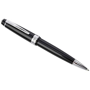Imagem de Cross Bailey Caneta esferográfica de resina preta brilhante clara – Caneta esferográfica média recarregável