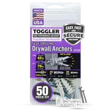 Imagem de TOGGLER 57125 Âncoras de drywall Snapskru autoperfurantes com parafuso, pacote de 50 peças