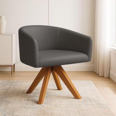 Imagem de Poltrona Sala Base Giratória Madeira Arielle Sintético D03 - D'rossi G