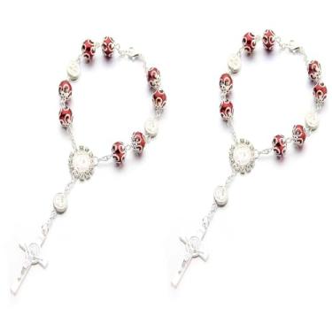 Imagem de 2 peças rosário de carro, espelho retrovisor, rosário, para pendurar, personalizado, cruz de carro, bênção, católica, carro, carro, bênção, medalha de carro para caminhão, bicicleta, motocicleta,