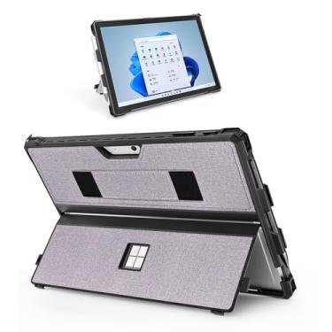 Imagem de Capa protetora robusta para Microsoft Surface Pro 7+/7/6/5/4/Pro LTE de 12,3 polegadas, com suporte para caneta Stylus e alça de mão, compatível com teclado tipo capa, preto e roxo