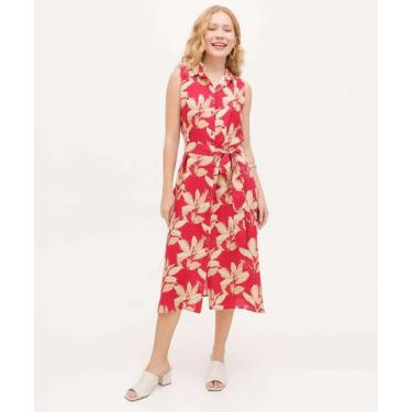 Imagem de Vestido Feminino Chemise Midi Flores Marisa-55014, Rosa, G