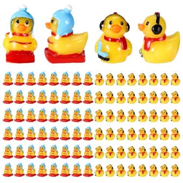 Imagem de Sinbana 100 Peças Mini Patos Resina Inverno, Patinação e Trenó Pequeno Pato Amarelo para Artesanato em Miniatura Enfeites de Paisagem Jardim de Férias