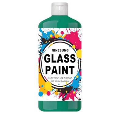 Imagem de ninesung Tinta de vidro verde, 1 litro, tintas para vitrais, esmalte e cerâmica para garrafas de vinho (verde, 1 litro)