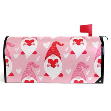Imagem de TSENQUE Capas magnéticas decorativas para caixa de correio gnomos fofos rosa desenho animado vinil caixa de correio envoltório verão caixa de correio moderna decoração de jardim tamanho grande 64,5 x