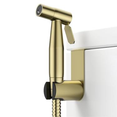 Imagem de Pulverizador portátil para bidê de vaso sanitário para controle de pressão de água ajustável com mangueira de bidê para lavagem feminina, torneira de bidê de níquel escovado de aço inoxidável fralda