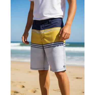 Imagem de Bermuda Masculina Surf Listrada Amarela E Azul