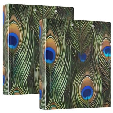 Imagem de Prancheta para fichário de penas de pavão, 3 anéis redondos, pasta de arquivo para material de escritório, pacote com 2