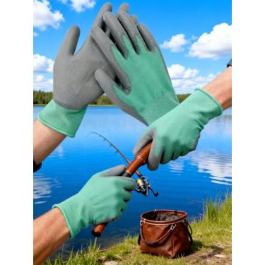 Imagem de Luvas de trabalho resistentes para homens e mulheres, brancas, luvas de nylon de algodão antiderrapantes, espessas, resistentes ao desgaste, perfeitas para projetos de jardinagem e bricolage