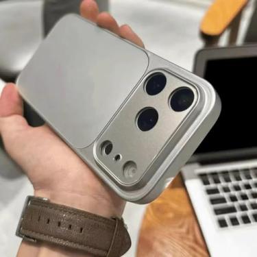 Imagem de HTVJFXCapa de luxo magnética fosca à prova de choque para iPhone 16 Pro Max, cores primárias, com carregamento sem fio (para iPhone 16 Pro Max/prateada)