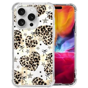 Imagem de Capa para iPhone 16 Pro, estampa retrô de leopardo com estampa de coração, capa fofa para meninas, mulheres, homens, fina, macia, à prova de choque