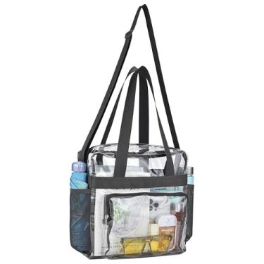 Imagem de XCU Bolsa transparente aprovada para eventos de estádio 30 x 15 x 30 cm, bolsa transparente para estádio, lancheira, trabalho, esportes, concerto, academia, Carvão, Medium