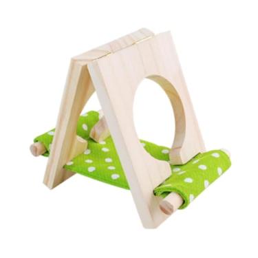 Imagem de Generic Cama de madeira para hamster, esconderijo divertido, ventilada, decoração de habitat, acessórios para gaiola, para gerbils, lemingues, ratos e, Branco Verde