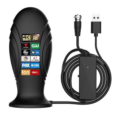 Imagem de Antena de TV – Antena de TV digital interna, antena de TV para canais locais, antena de TV para Smart TV interna, antena HD de recepção de longo alcance para TV interna 4K 1080P canais - cabos de 5,5