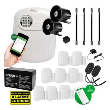 Imagem de Kit Alarme Híbrido Intelbras 2 Barreiras 100m, 8 Magnéticos Sem Fio e 