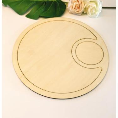 Imagem de Modelo de bandeja de servir de madeira de 30,5 cm com círculos aninhados, kit DIY para artesanato de bandejas elegantes com design de precisão, incrustações e modelos de marcenaria