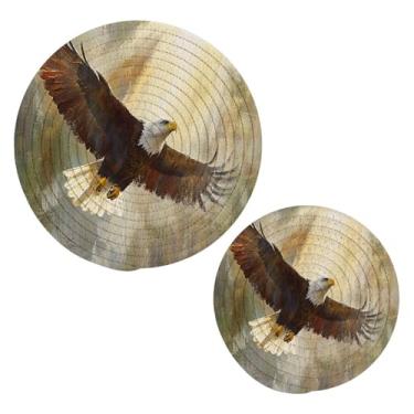 Imagem de Wassud Conjunto de tripé de águia voadora para pratos quentes, suportes redondos de algodão, almofadas quentes, porta-copos elegantes, decoração de cozinha e acessórios, 2 peças