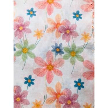 Imagem de Tecido Tricoline 100% Algodão com Estampa Floral Digital, Flores Coloridas Multicolorido, 50x150 cm, Ideal para Artesanato e Costura