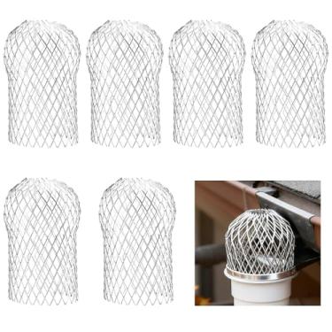 Imagem de Pacote com 6 filtros de proteção de calha, filtro de alumínio, calha expansível, protetores de calha, protetores de calha para downspout para evitar detritos de bloqueio