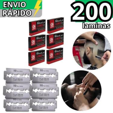 Imagem de Kit 200 Lâminas Para Barbear Profissional Inox Resistente Gilette Barb