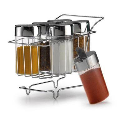 Imagem de Porta Temperos e Condimentos 6 Potes Mini Carrinho - Arthi, Prata