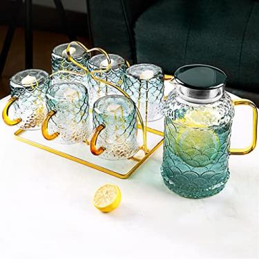 Imagem de Chaleira Fria de Vidro Grande Capacidade Bule de Água Conjunto de Garrafa de Água Fervida Resistente a Alta Temperatura de Verão Copo de Água Fervida (D