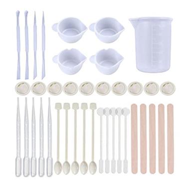 Imagem de Kit de Ferramentas Copo Medição Silicone Resina DIY com 39 Peças para Moldes Mistura Epóxi Fabricação Bijuterias e Projetos Artesanato - Copos Práticos Protetores Digitais Adultos Iniciantes