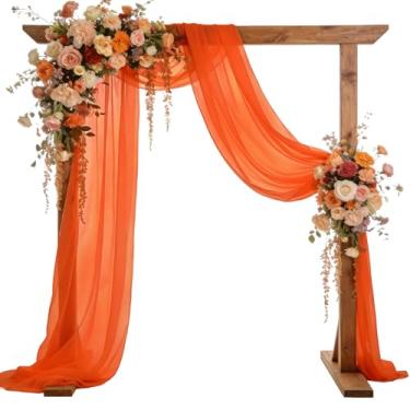 Imagem de Jevix Tecido drapeado para arco de casamento 73,7 cm x 45,7 m laranja transparente chiffon cortina drapeada para decoração de cerimônia de festa de aniversário de casamento (1 painel, 73,7 cm x 18 pés