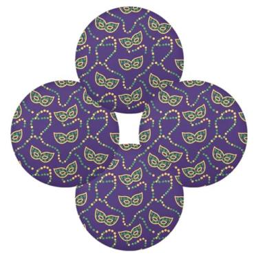 Imagem de Wassud Jogo americano conjunto de 4 cordões de contas de carnaval tapetes redondos para cozinha e jantar tapetes laváveis resistentes ao calor para decoração de mesa 39 cm