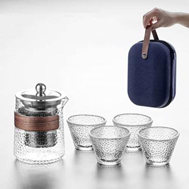 Imagem de Conjunto de chá de viagem portátil resistente a altas temperaturas, conjunto de chávenas de chá essenciais para viagem, acessórios (tamanho: conjunto de 4 xícaras) ()