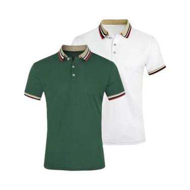 Imagem de Camisa Polo Masculina De Verão 2PCS Respirável Casual Para Escritório 