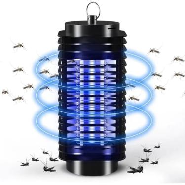 Imagem de Armadilha Mata Mosquito Elétrica Bivolt com Choque e Luz UV | Repelente de Insetos e Moscas para Quarto e Área Externa | Lâmpada Pega Inseto Eletrônica Silenciosa e Sem Química