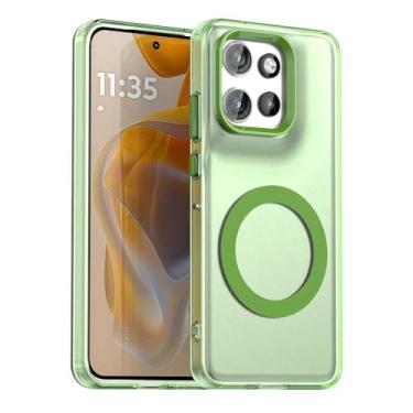 Imagem de Capa compatível com Motorola Edge 50 Neo 5G, suporta carregamento sem fio, capa magnética à prova de choque, compatível com Motorola Edge 50 Neo 5G capa verde