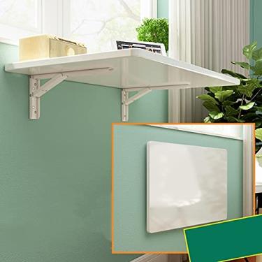 Imagem de Prateleira dobrável montada na parede com suportes, mesa dobrável para cozinha/varanda bancada de trabalho dobrável branca flutuante barra de café da manhã economia de espaço design dobrável (tamanho