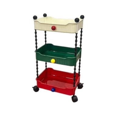 Imagem de Rack de carrinho móvel multifuncional com rodas - Organizador de armazenamento aberto de 3 camadas para cozinha, banheiro, sala de estar, escritório e varanda - Design multicolorido resistente e