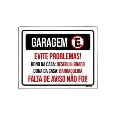 Imagem de Kit 5 Placas Garagem Evite Problemas Falta De Aviso